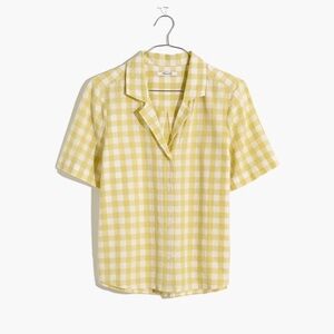 Madewell Cotton-Linen Boxy Camp Shirt in Gingham Check